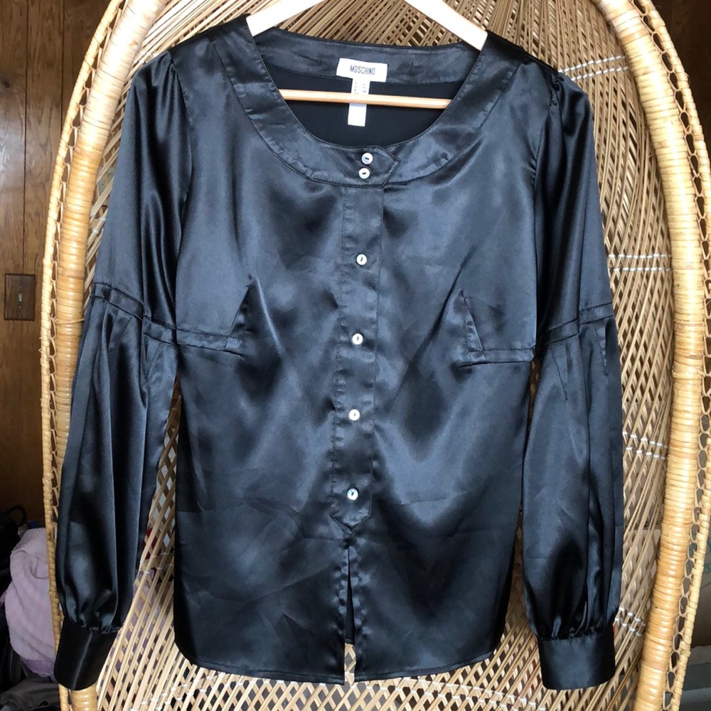 Moschino black silk blouse 8
